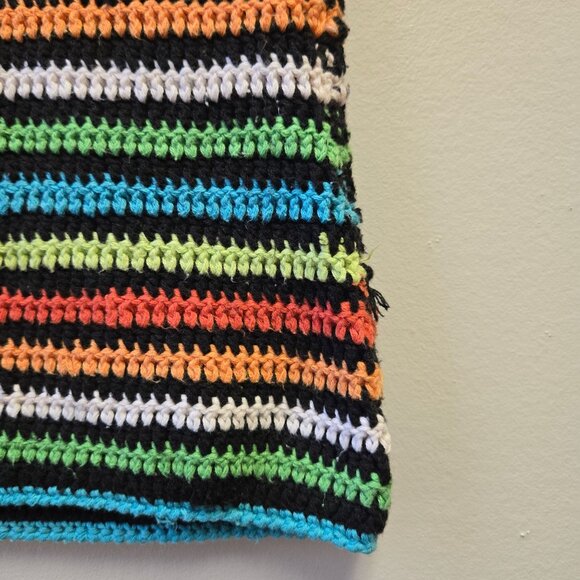 Vintage Prima Bella Hand-Crocheted Striped Rainbow Boho Top M - Picture 3 of 9